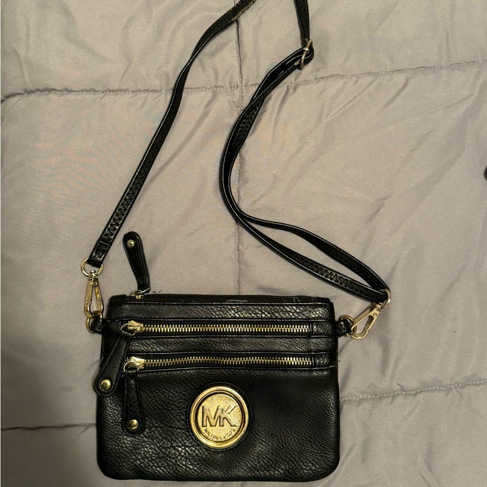 Black Faux Leather Crossbody Bag